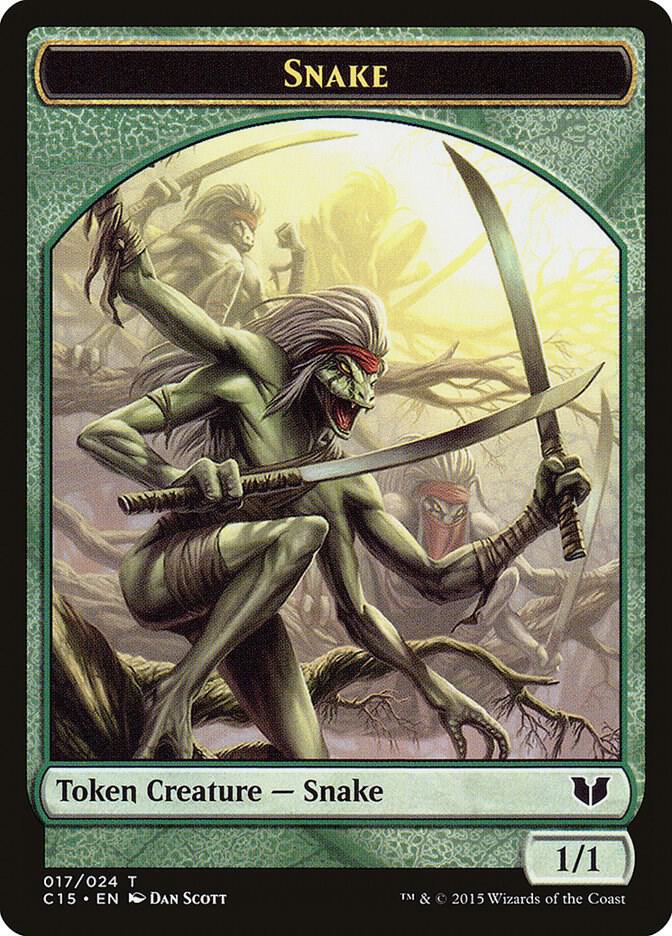 Snake (017) // Saproling Double-Sided Token 17 // 16 card from Commander 2015