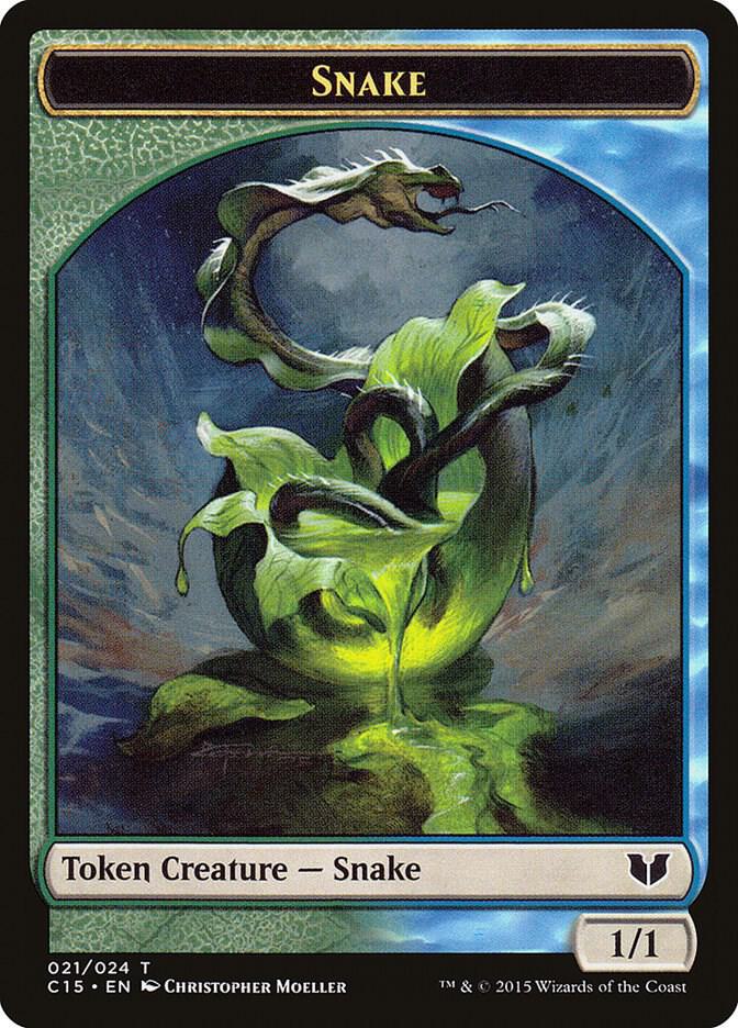 Snake (021) // Saproling Double-Sided Token 21 // 16 card from Commander 2015