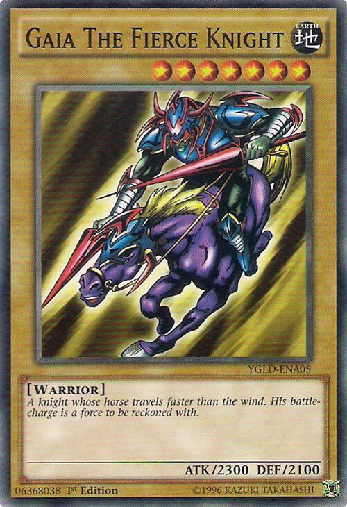 Gaia The Fierce Knight YGLD-ENA05 card from King of Games: Yugi's Legendary Decks