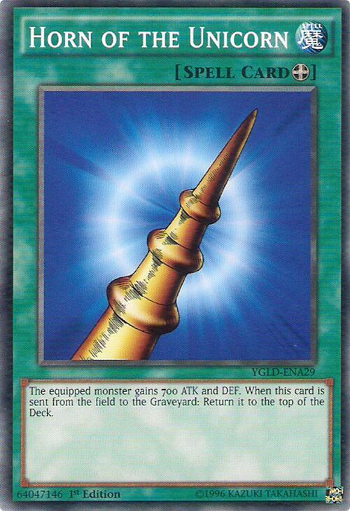 Horn of the Unicorn YGLD-ENA29 card from King of Games: Yugi's Legendary Decks