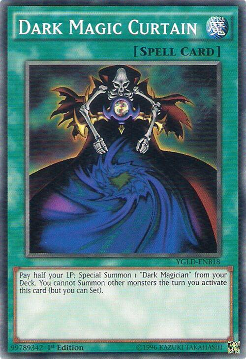 Dark Magic Curtain YGLD-ENB18 card from King of Games: Yugi's Legendary Decks