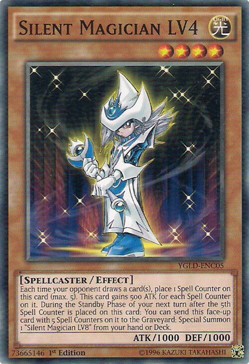Silent Magician LV4 YGLD-ENC05 card from King of Games: Yugi's Legendary Decks