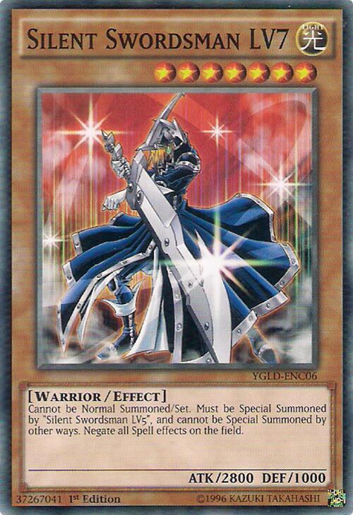 Silent Swordsman LV7 YGLD-ENC06 card from King of Games: Yugi's Legendary Decks