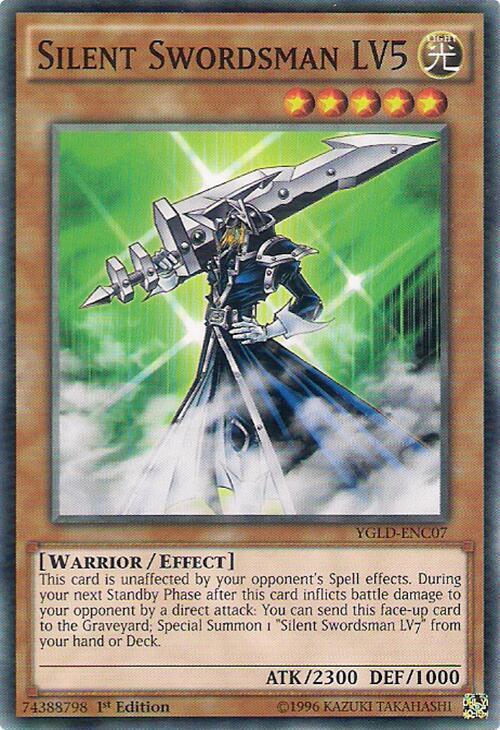 Silent Swordsman LV5 YGLD-ENC07 card from King of Games: Yugi's Legendary Decks