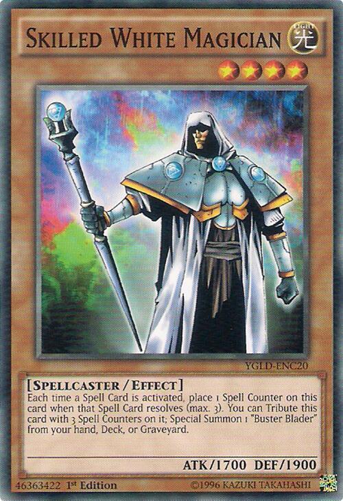 Skilled White Magician YGLD-ENC20 card from King of Games: Yugi's Legendary Decks