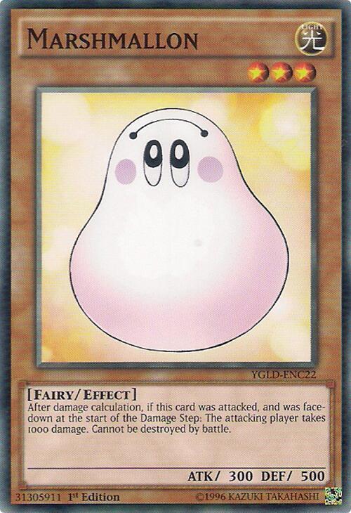 Marshmallon YGLD-ENC22 card from King of Games: Yugi's Legendary Decks