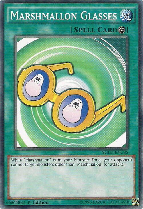 Marshmallon Glasses YGLD-ENC35 card from King of Games: Yugi's Legendary Decks
