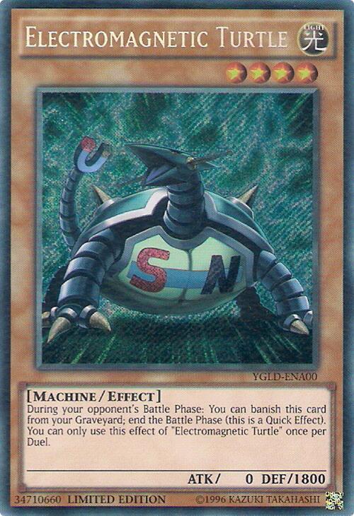 Electromagnetic Turtle YGLD-ENA00 card from King of Games: Yugi's Legendary Decks