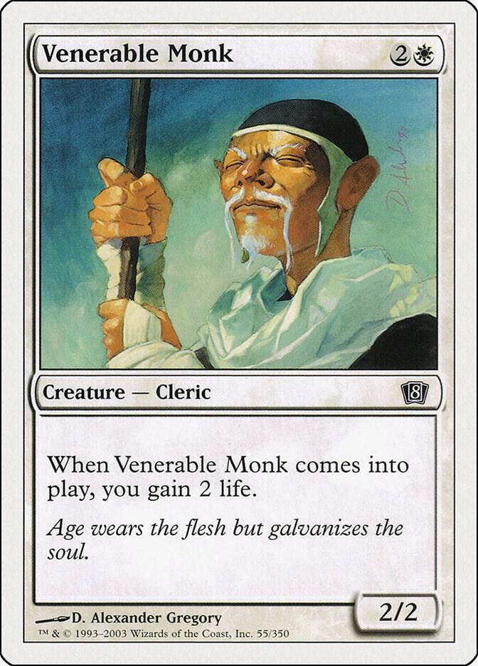Venerable Monk 55 card from 8th Edition