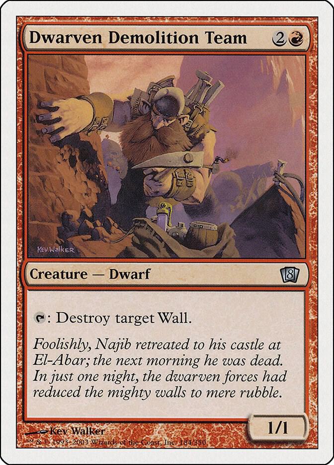 Dwarven Demolition Team 184 card from 8th Edition