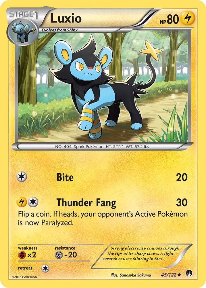 Luxio 45/122 card from XY - BREAKpoint