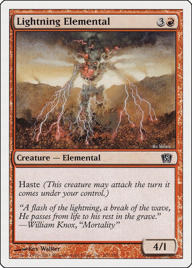 Lightning Elemental 201 card from 8th Edition