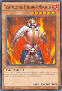 Thestalos the Firestorm Monarch SR01-EN008 card from Structure Deck: Emperor of Darkness