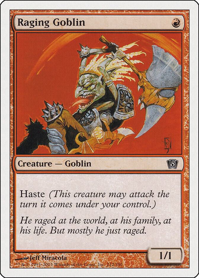 Raging Goblin 212 card from 8th Edition