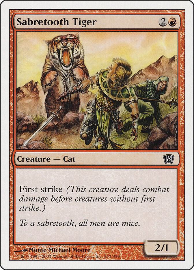 Sabretooth Tiger 217 card from 8th Edition