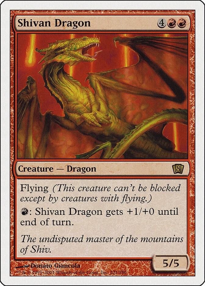 Shivan Dragon 221 card from 8th Edition