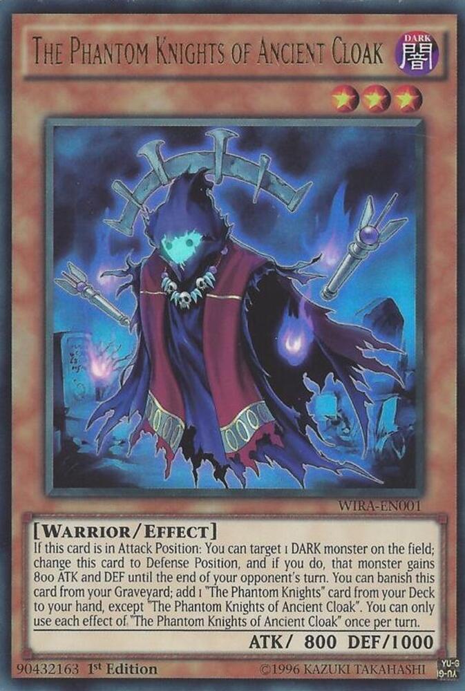 The Phantom Knights of Ancient Cloak WIRA-EN001 card from Wing Raiders