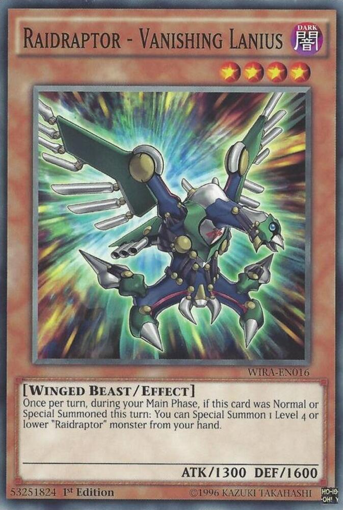Raidraptor - Vanishing Lanius WIRA-EN016 card from Wing Raiders