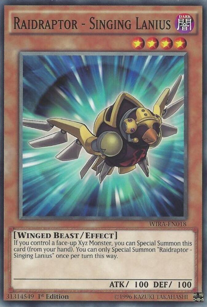 Raidraptor - Singing Lanius WIRA-EN018 card from Wing Raiders