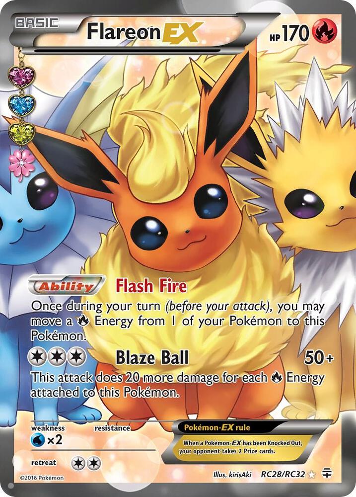 Flareon EX (Full Art) RC28/RC32 card from Generations: Radiant Collection