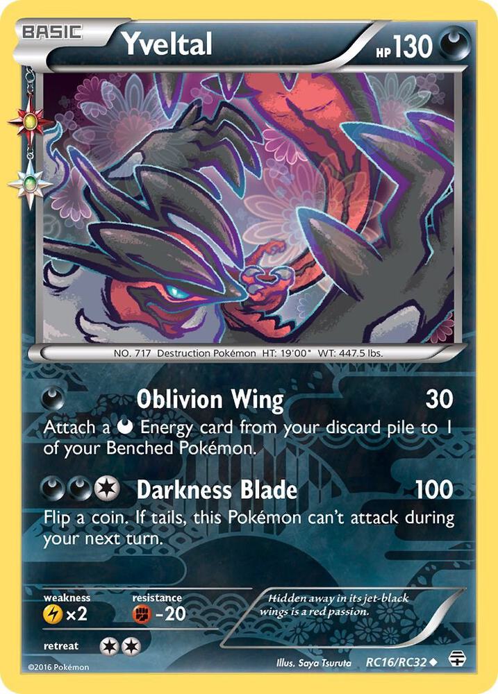 Yveltal RC16/RC32 card from Generations: Radiant Collection