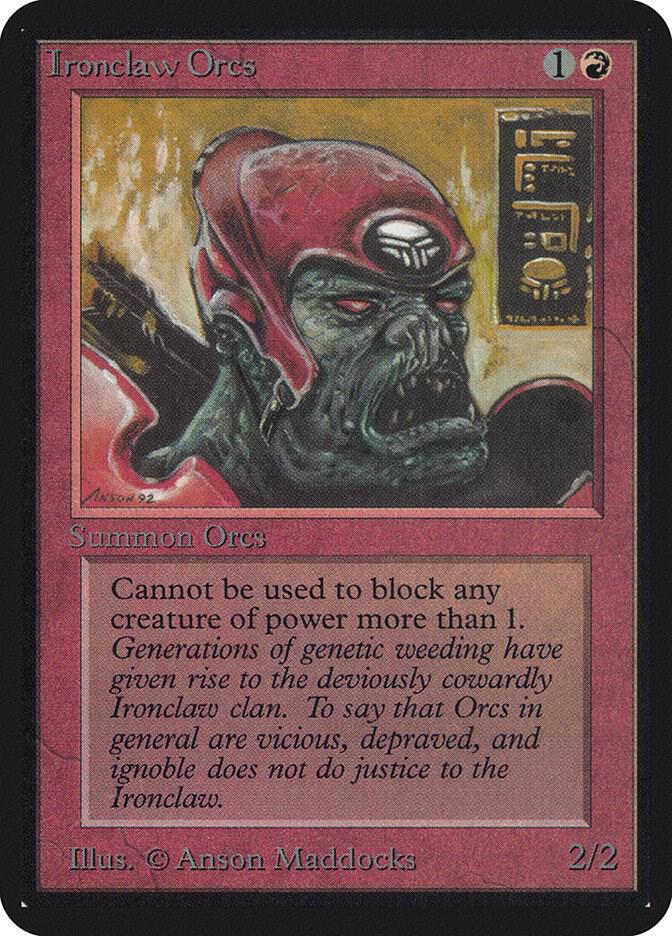 Ironclaw Orcs card from Alpha Edition