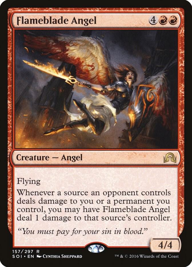 Flameblade Angel 157 card from Shadows over Innistrad