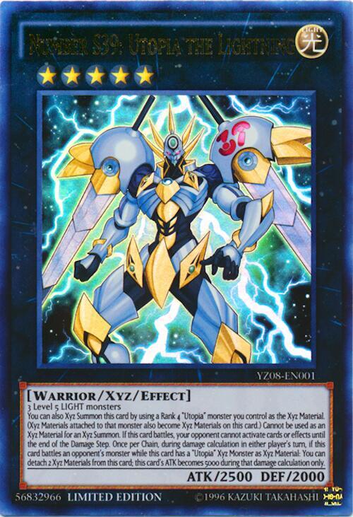 Number S39: Utopia the Lightning YZ08-EN001 card from Yu-Gi-Oh! ZEXAL Manga Promotional Cards
