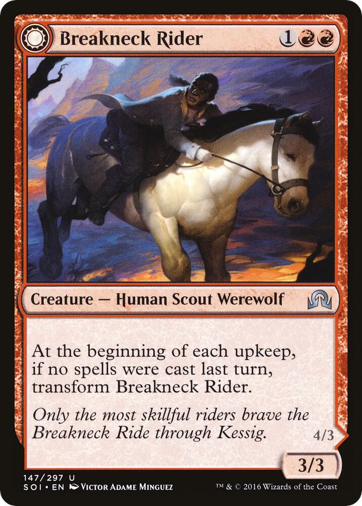 Breakneck Rider 147 card from Shadows over Innistrad