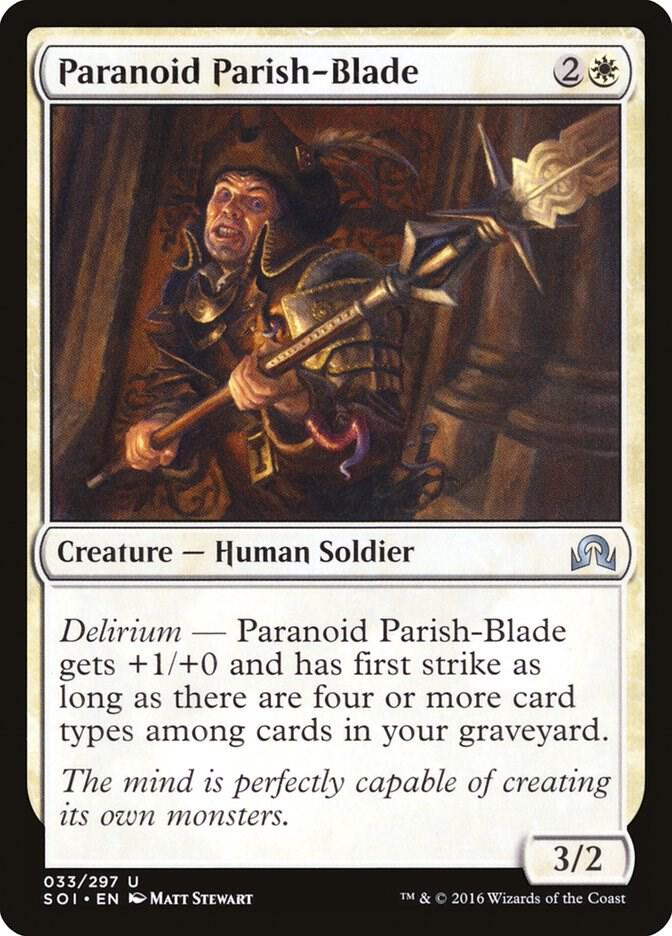 Paranoid Parish-Blade 33 card from Shadows over Innistrad