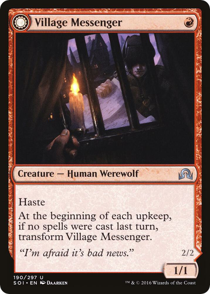 Village Messenger 190 card from Shadows over Innistrad