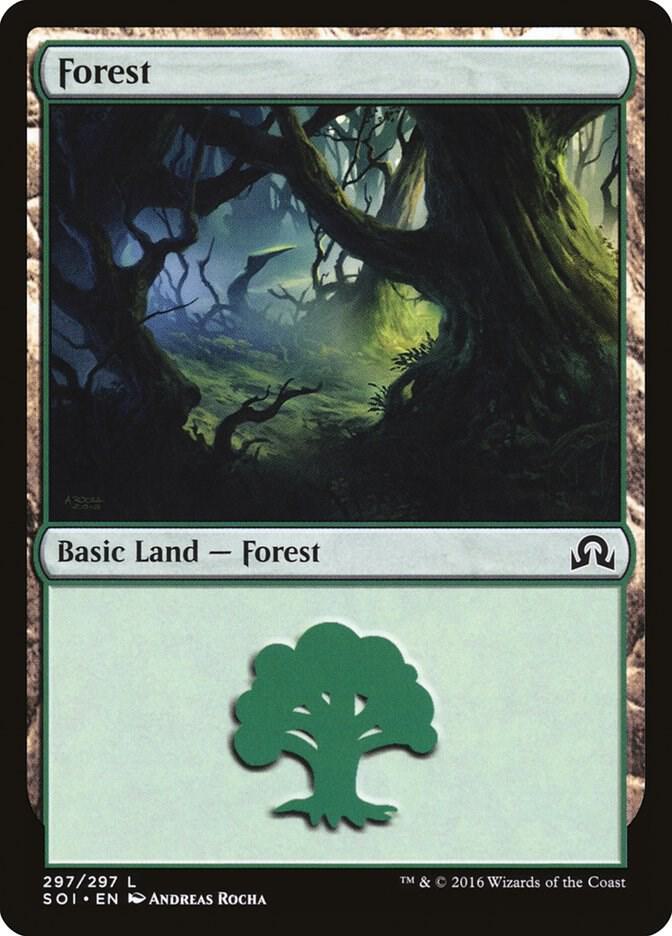 Forest 297 card from Shadows over Innistrad