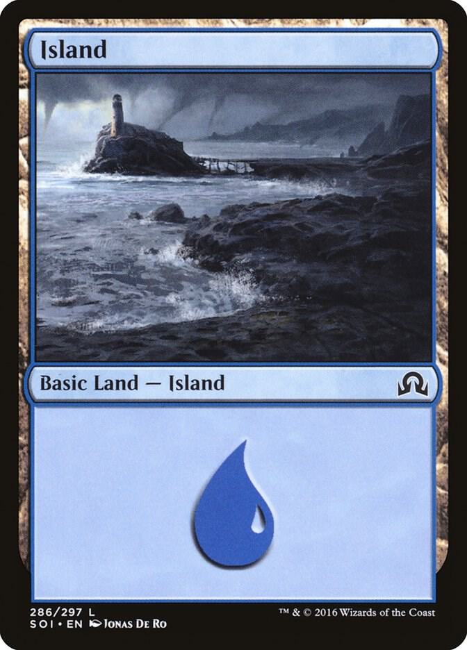 Island 286 card from Shadows over Innistrad