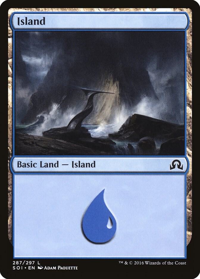 Island 287 card from Shadows over Innistrad