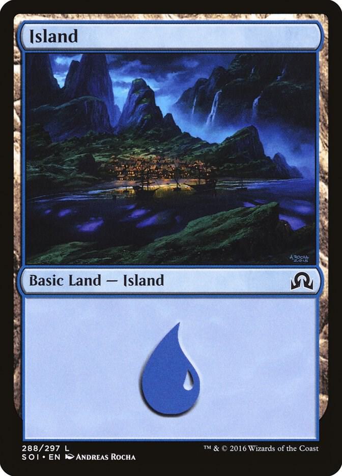 Island 288 card from Shadows over Innistrad