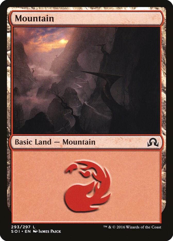 Mountain 293 card from Shadows over Innistrad