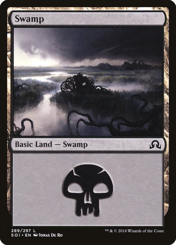 Swamp 289 card from Shadows over Innistrad