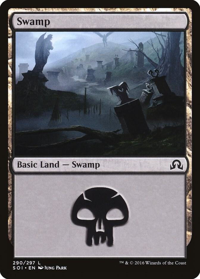 Swamp 290 card from Shadows over Innistrad