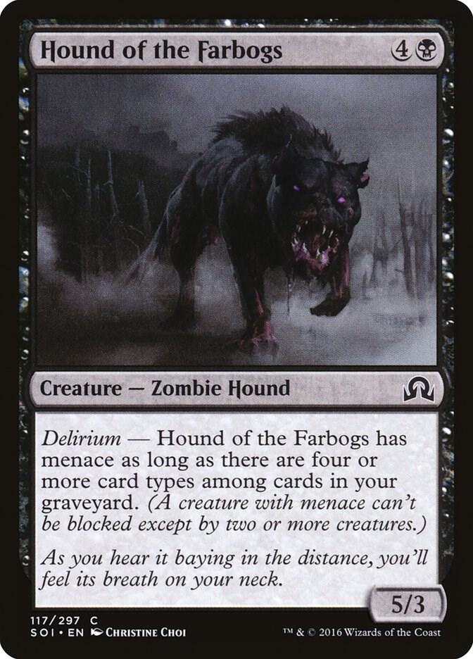 Hound of the Farbogs 117 card from Shadows over Innistrad
