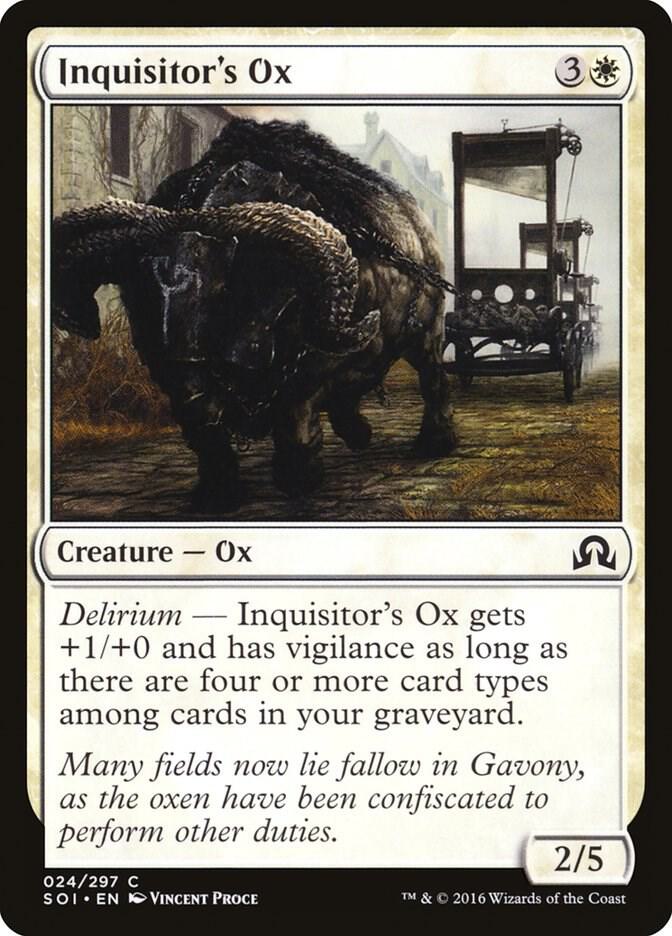 Inquisitor's Ox 24 card from Shadows over Innistrad
