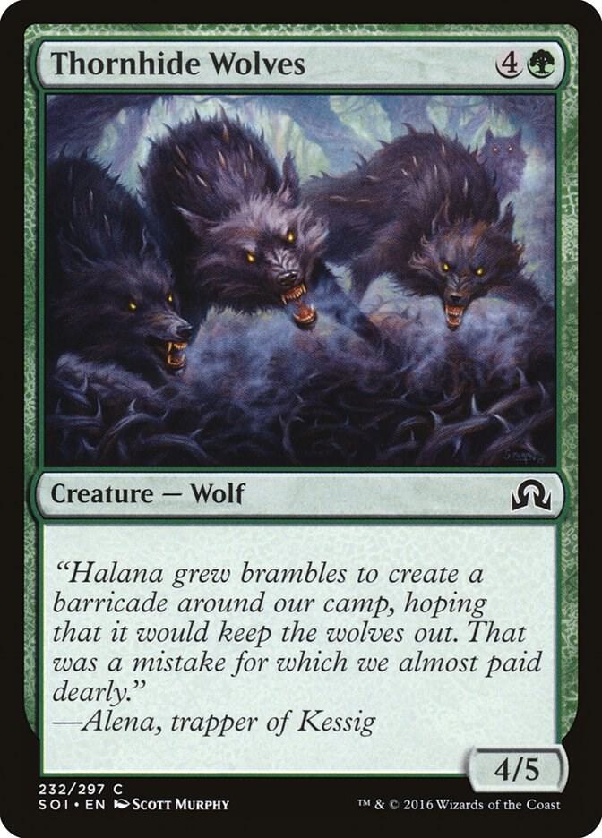 Thornhide Wolves 232 card from Shadows over Innistrad