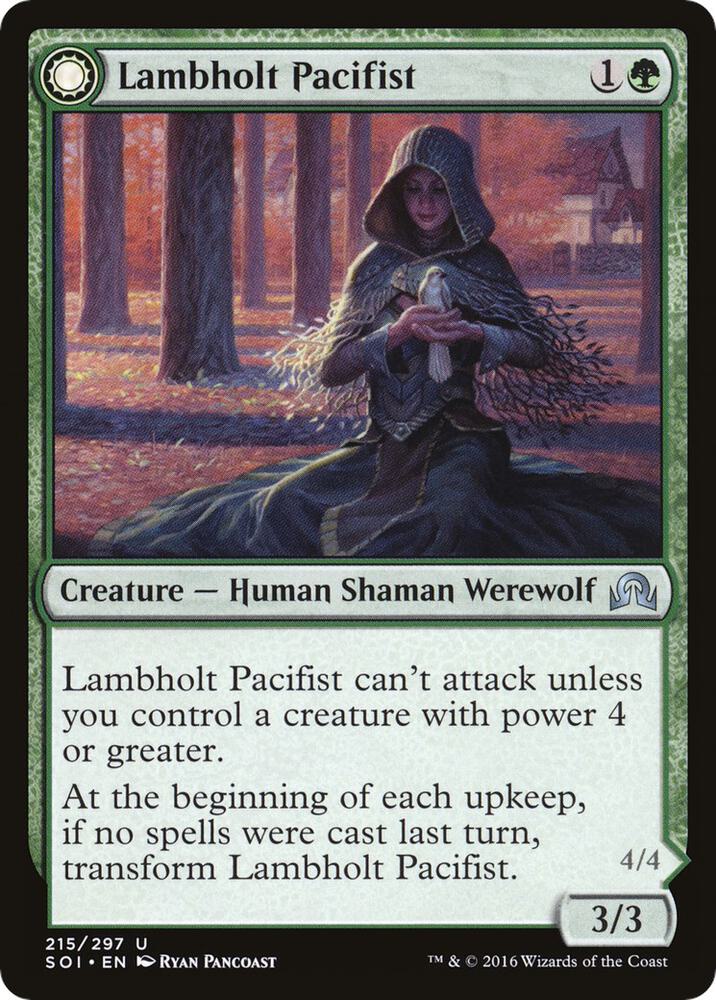 Lambholt Pacifist 215 card from Shadows over Innistrad