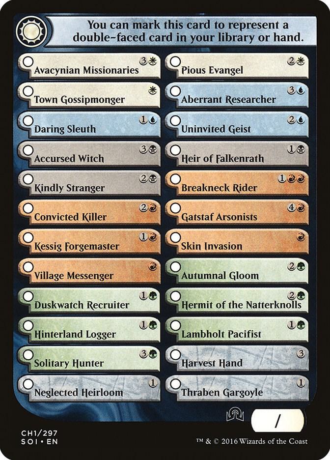 Checklist Card - Shadows over Innistrad CH1 card from Shadows over Innistrad