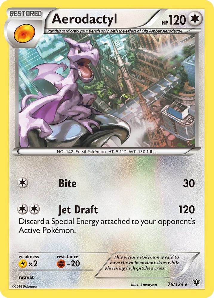 Aerodactyl 76/124 card from XY - Fates Collide