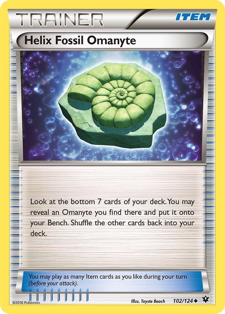 Helix Fossil Omanyte 102/124 card from XY - Fates Collide