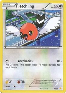 Fletchling 16/30 card from XY Trainer Kit: Pikachu Libre & Suicune