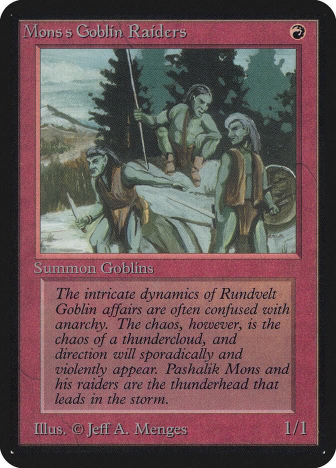 Mons's Goblin Raiders card from Alpha Edition