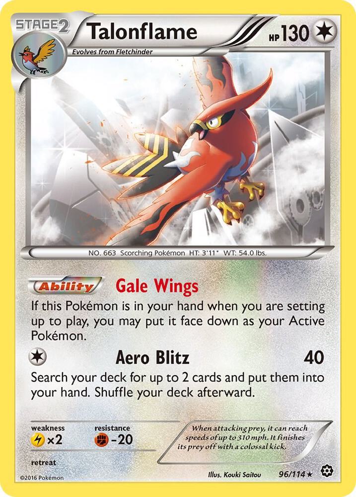Talonflame 96/114 card from XY - Steam Siege