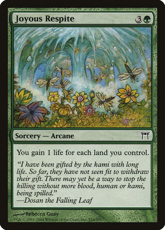Joyous Respite 216 card from Champions of Kamigawa