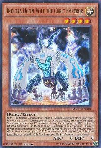 Indiora Doom Volt the Cubic Emperor MVP1-EN038 card from The Dark Side of Dimensions Movie Pack